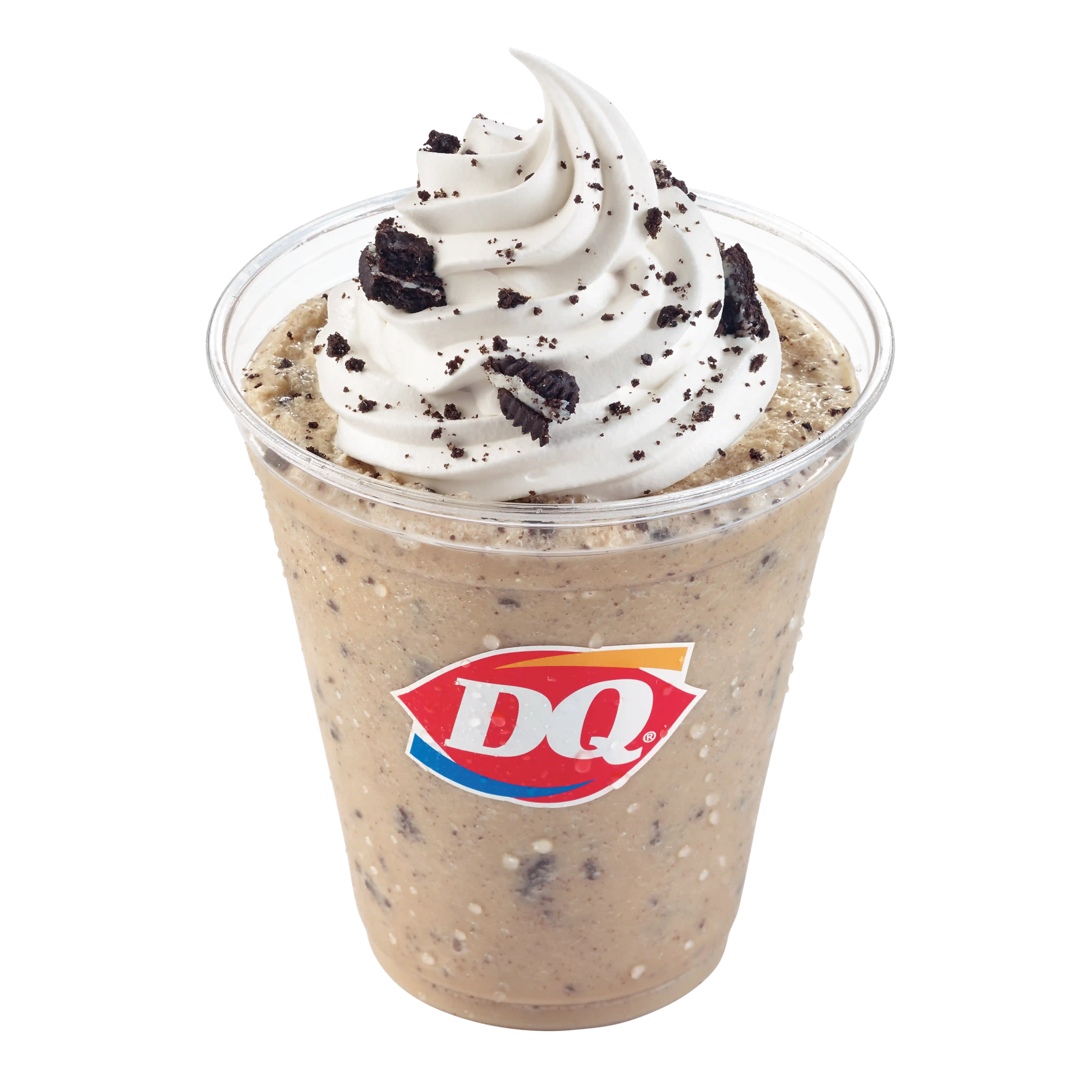 Oreo Frappé with whipped cream topping in a DQ cup